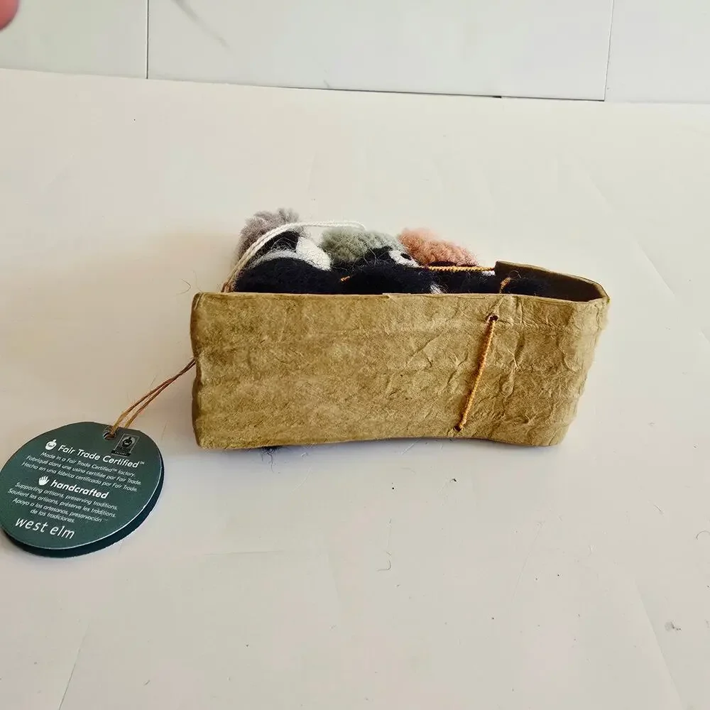 NWT West Elm Felted Penguin Sleigh Sled Fun Christmas Ornament
